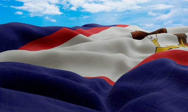 Amerikanska Samoa Flaggan Vinden Realistisk Och Vågig Tygflagga Rendering — Stockfoto