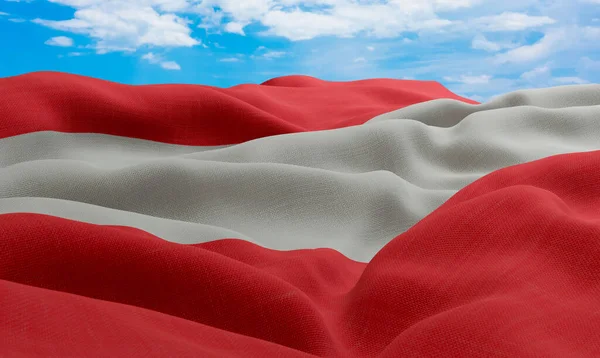 Avusturya Bayrağı Rüzgarda Savruluyor Gerçekçi Dalgalı Kumaş Bayrağı Görüntüleme — Stok fotoğraf