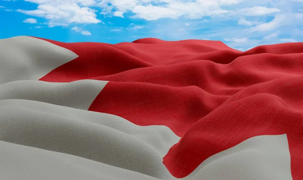 Bahrain Flagga Vinden Realistisk Och Vågig Tygflagga Rendering — Stockfoto