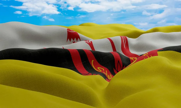 Прапор Брунею Під Вітром Реалістичний Хвилястий Прапор Візуалізація — стокове фото