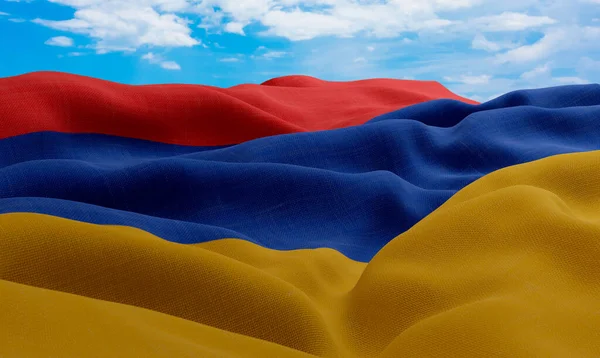 Armenia Flag Wind Realistic Wavy Fabric Flag Rendering Stock Picture