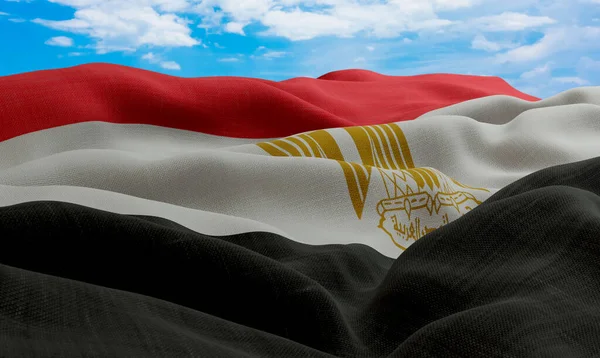 Єгипетський Прапор Вітрі Реалістичний Хвилястий Прапор Візуалізація — стокове фото
