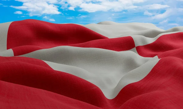 Drapeau Groenland Dans Vent Drapeau Tissu Réaliste Ondulé Rendu — Photo