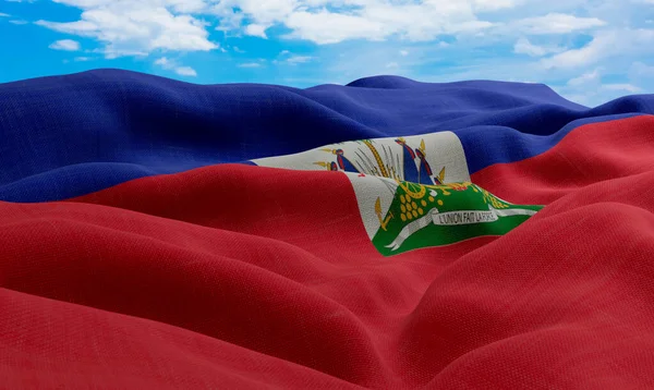 Haïti Vlag Wind Realistische Golvende Stof Vlag Weergave — Stockfoto