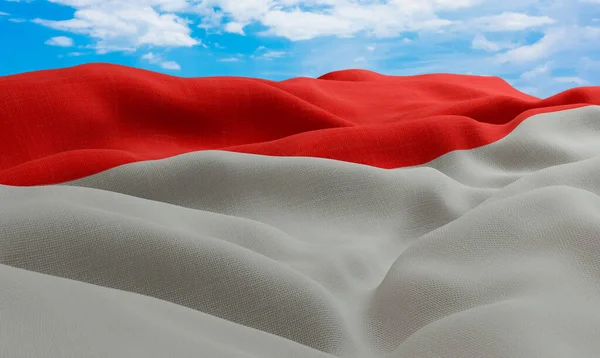 Indonesia flag in the wind. Realistic and wavy fabric flag. 3D rendering.