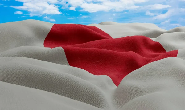 Japonya Rüzgarda Savruluyor Gerçekçi Dalgalı Kumaş Bayrağı Görüntüleme — Stok fotoğraf