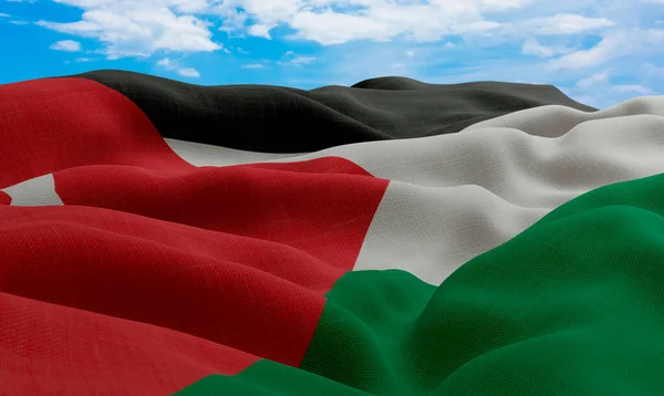 Jordan Flag Wind Realistic Wavy Fabric Flag Rendering — Stock Photo, Image