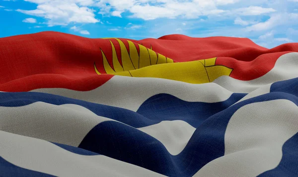 Drapeau Kiribati Dans Vent Drapeau Tissu Réaliste Ondulé Rendu — Photo