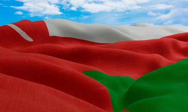 Umman Bayrağı Rüzgarda Uçuşuyor Gerçekçi Dalgalı Kumaş Bayrağı Görüntüleme — Stok fotoğraf