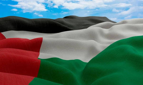 Palestine Flag Wind Realistic Wavy Fabric Flag Rendering — Stock Photo, Image
