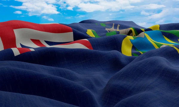 Pitcairn Islands Flagge Wind Realistische Und Wellige Stofffahne Rendering — Stockfoto