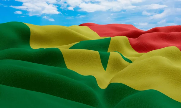 Senegals Flagga Vinden Realistisk Och Vågig Tygflagga Rendering — Stockfoto