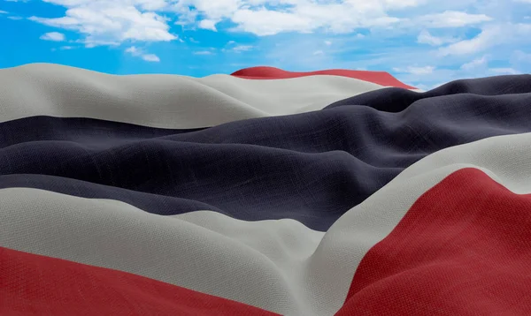 Tayland Bayrağı Rüzgarda Uçuşuyor Gerçekçi Dalgalı Kumaş Bayrağı Görüntüleme — Stok fotoğraf
