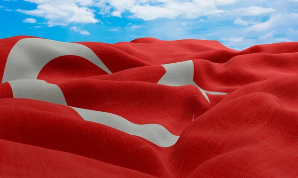 Turkey Flag Wind Realistic Wavy Fabric Flag Rendering — Stock Photo, Image