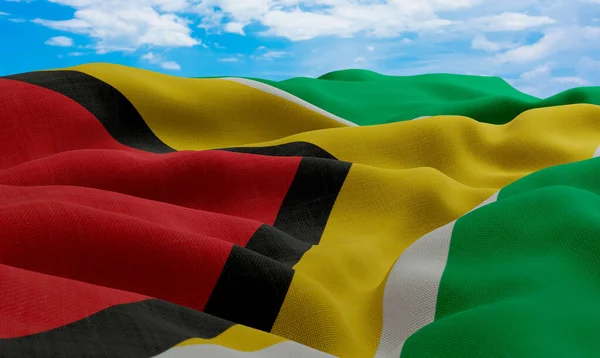 Guyana Flag Wind Realistic Wavy Fabric Flag Rendering Royalty Free Stock Images