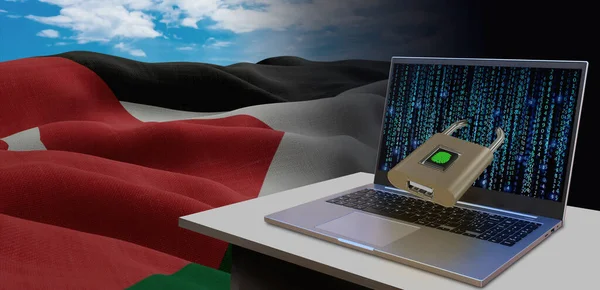 Waving National Flag Jordan Concept Information Technology Data Security Safety — Stock Photo, Image
