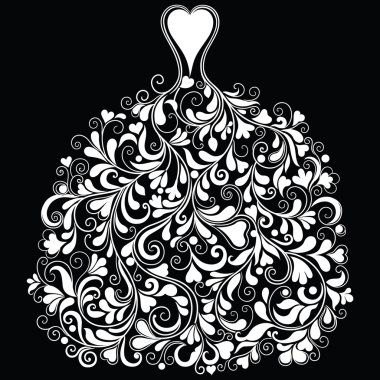 mükemmel bir düğün elbise Vintage vektör silüeti