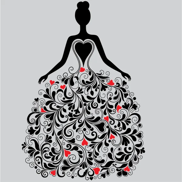 Vector silhouette of elegant dress — Stock Vector