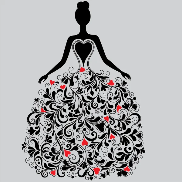 Векторный силуэт элегантного платья — стоковый вектор