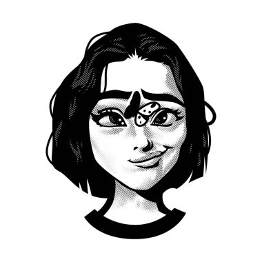 Gülümseyen bir kadınla sevimli. .