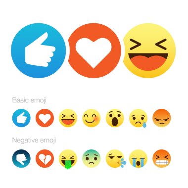 Set of cute smiley emoticons, flat design clipart