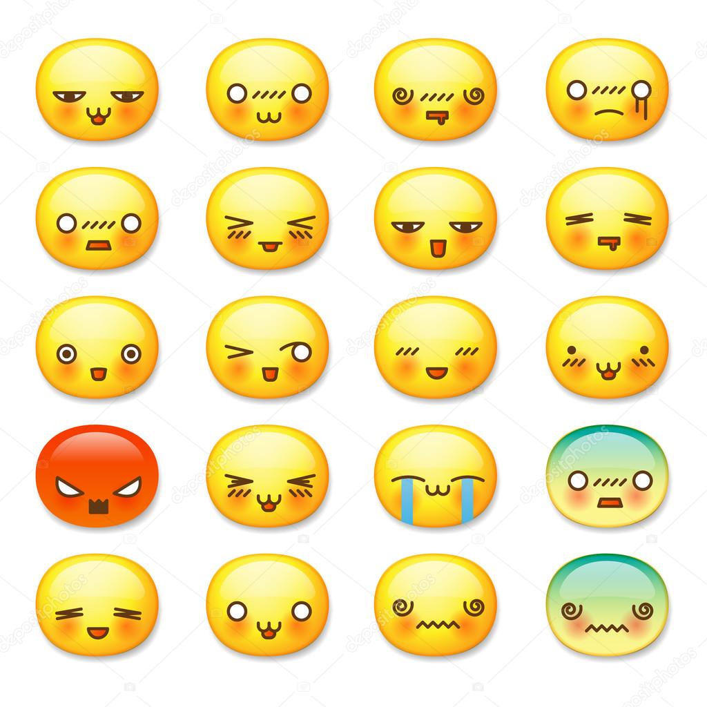 Set of cute smiley emoticons, emoji