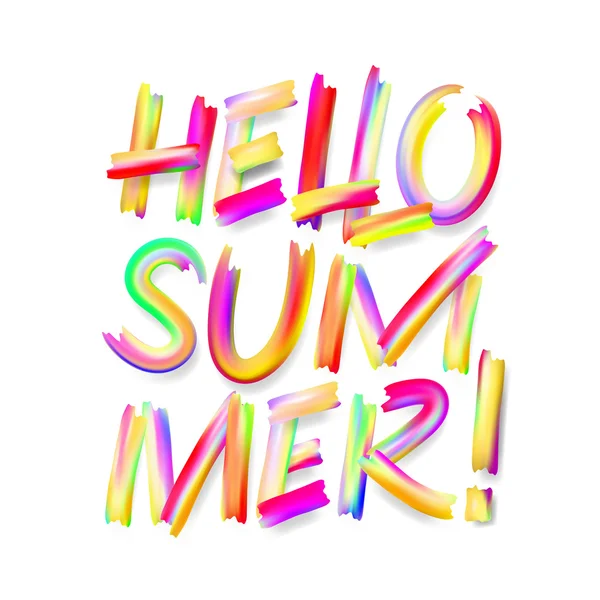 Hello Summer, disegno tipografico su bianco isolato — Vettoriale Stock