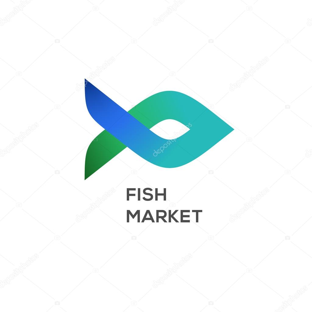 Logo of fish market, label and badge, vector illustration.