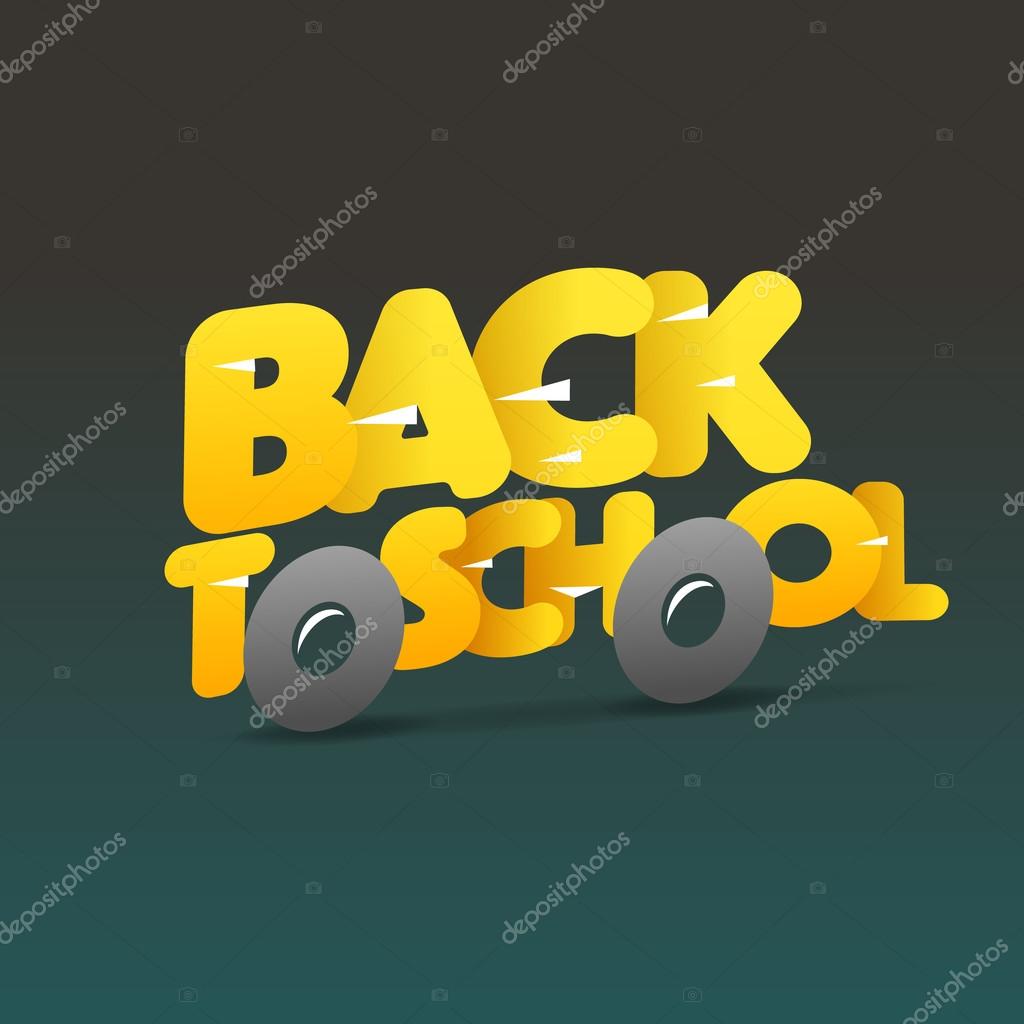 Back to school logo, school bus make from letters, vector illustration.
