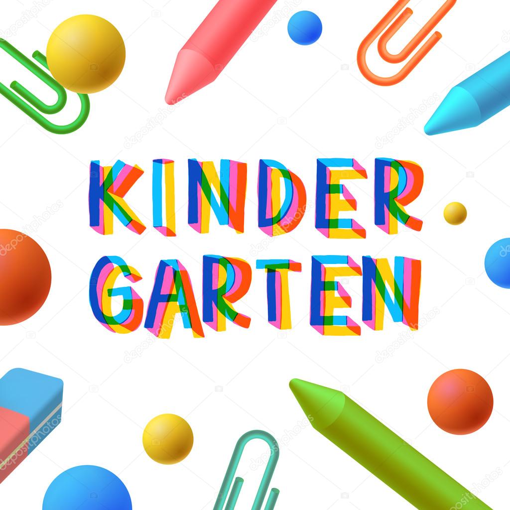 Kindergarten, preschool template, learning and study concept, play and learn, vector illustration.
