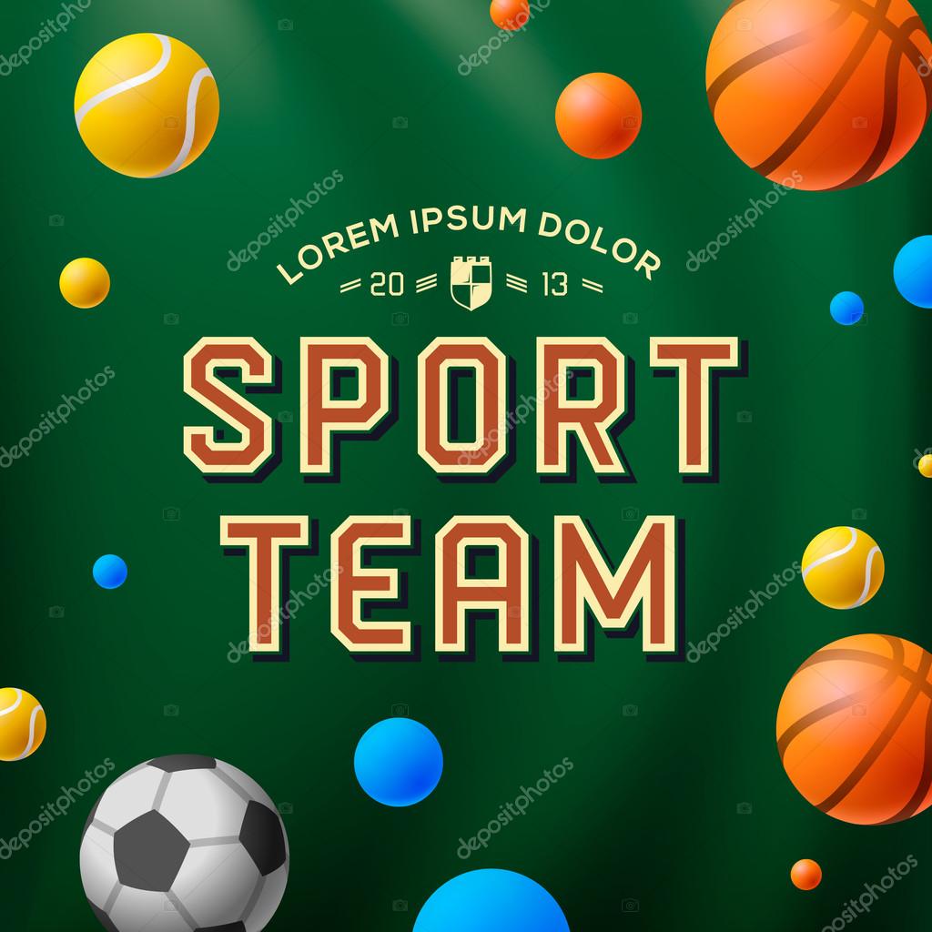 Sport team template, poster, flyer, logo, vector illustration.
