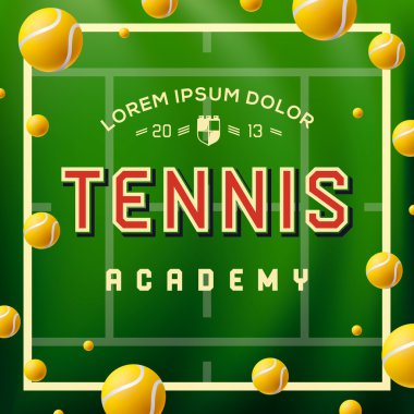 Tenis Akademisi tasarım yeşil arka plan üzerinde