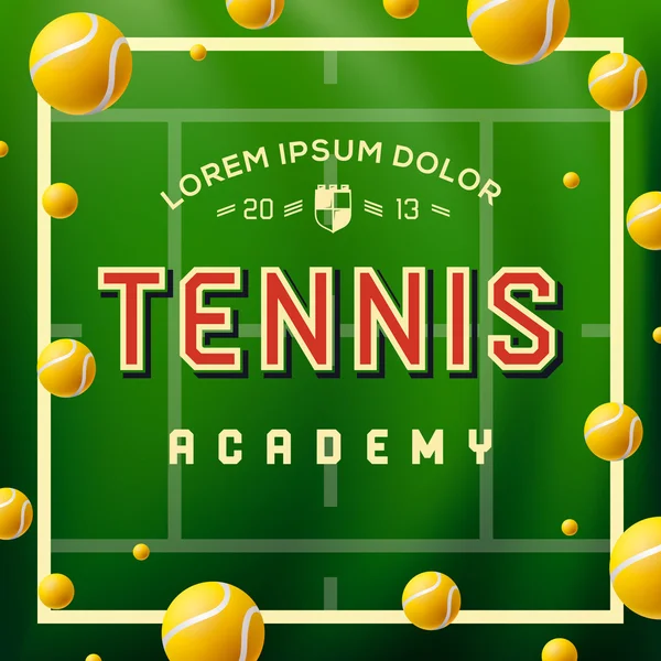 Tenis Akademisi tasarım yeşil arka plan üzerinde — Stok Vektör