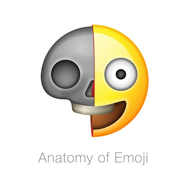 Scull smiley emoticon, design de emoji —  Vetores de Stock