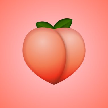 Heart-shaped peach, whole fruit clipart
