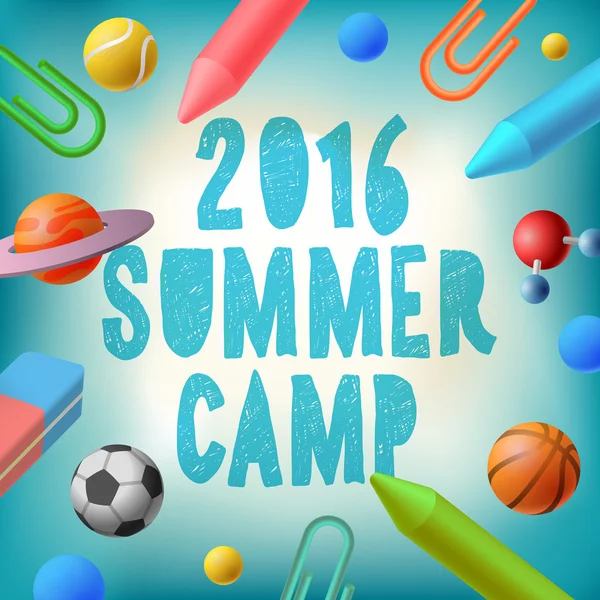 Summer camp 2016, themed poster, vector illustration. — Stock Vector