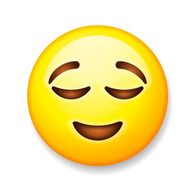 Beyaz arka plan üzerinde izole Emoji ifade rahatladım yüz