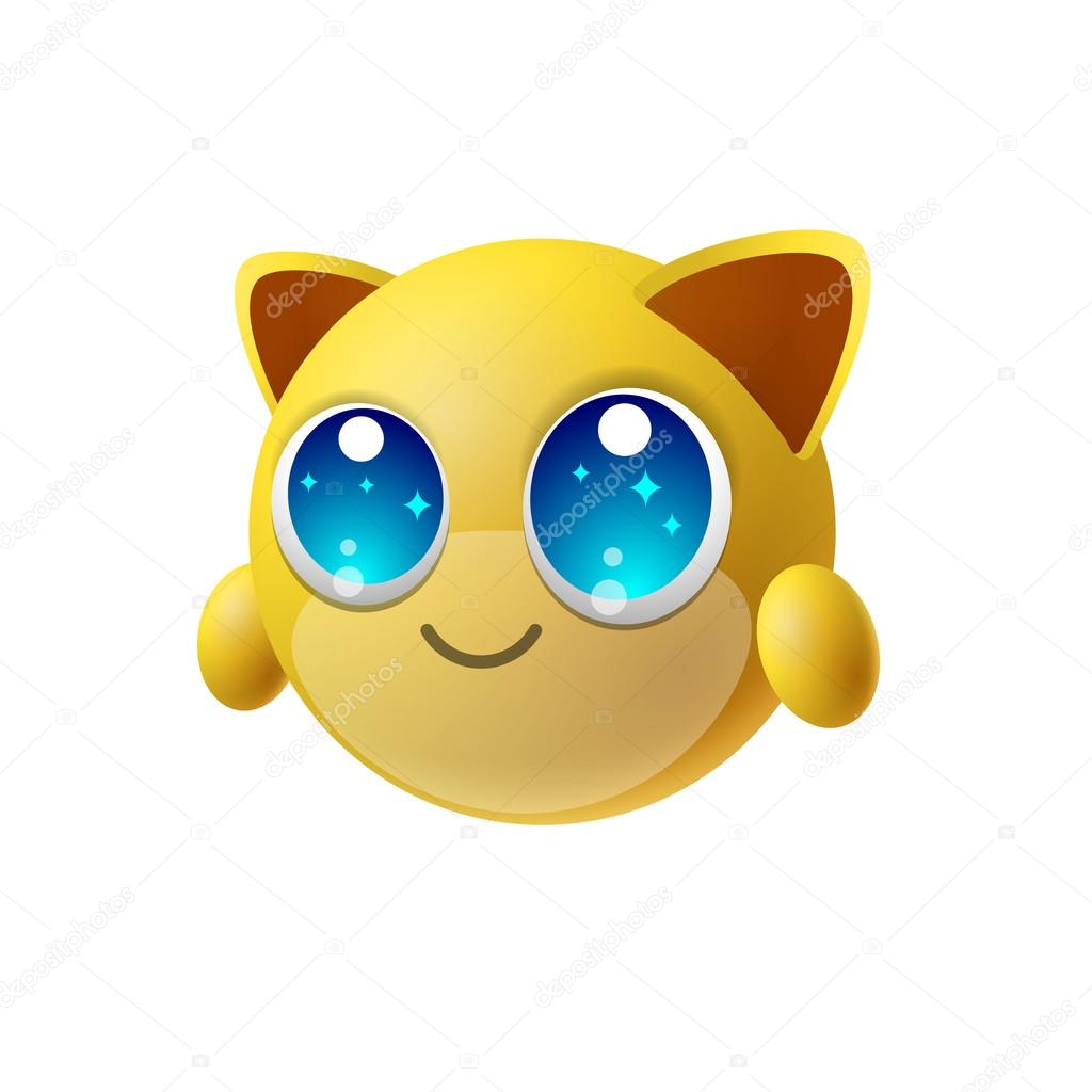 Schattige dieren emoji met grote ogen, stripfiguur ...