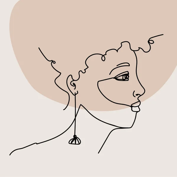 Minimalist One Line Retrato femenino, interior Cartel de arte, ilustración vectorial — Archivo Imágenes Vectoriales