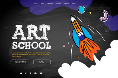 Sanat Okulu için web sayfası tasarım şablonu, vektör resmi