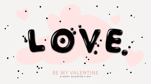 Valentinstag Hintergrund mit Schriftzug Liebe. Romantisches Banner, Grußkarte, Flyer und Broschüre — Stockvektor