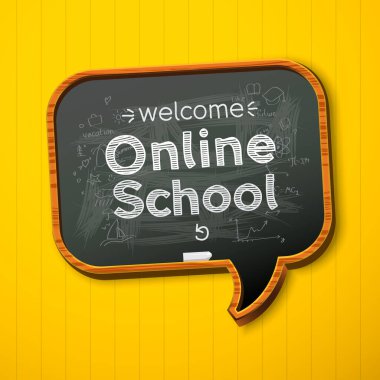 Online okul. Okula e-öğrenme. Web sitesi ve mobil uygulama geliştirme şablonu. Doodle biçim vektör illüstrasyonu