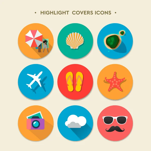 Social Media Highlight Stories Covers. Summertime, travel, vacation, holiday, vector image — Vector de stock
