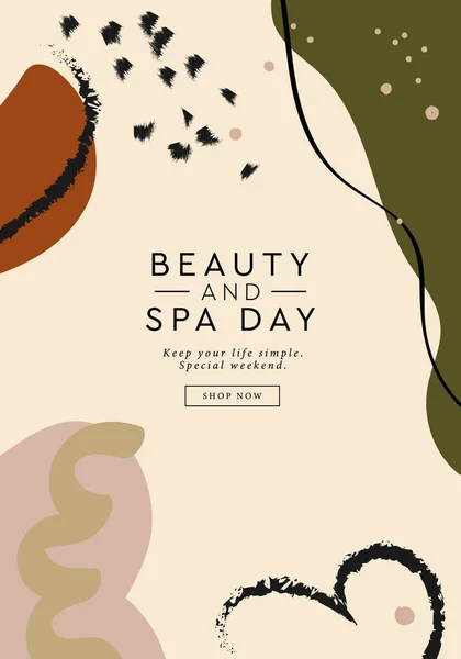 Skönhet och Spa Day banner. Abstrakt modern trendig banner mall. Kan användas för webbdesign, sidhuvud, landningssida, vykort eller broschyr omslag design — Stock vektor