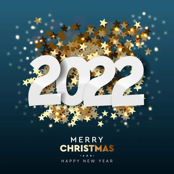 2022年あけましておめでとうございます。メリークリスマス — ストックベクタ