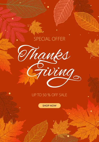 Thanksgiving dag banner, herfst template, vector afbeelding — Stockvector