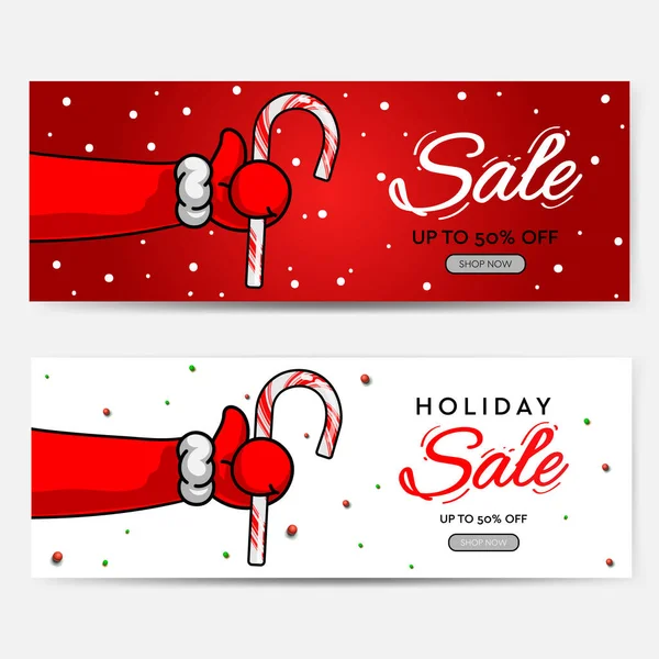 Zestaw Christmas Sale tła, nagłówek na stronie internetowej Santa Claus strony Kciuki Up symbol ikona z trzciny cukrowej Ilustracja Stockowa