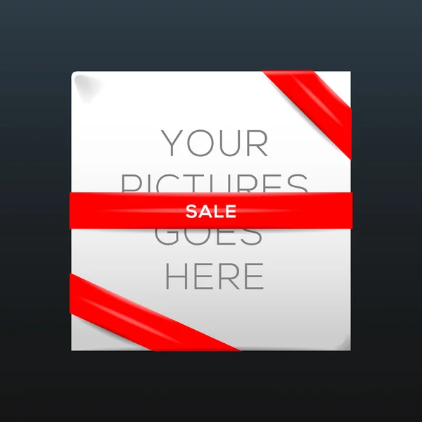 Πώληση κόκκινο αφίσα με κορδέλα στο κουτί, εικονογράφηση φορέας. — Διανυσματικό Αρχείο