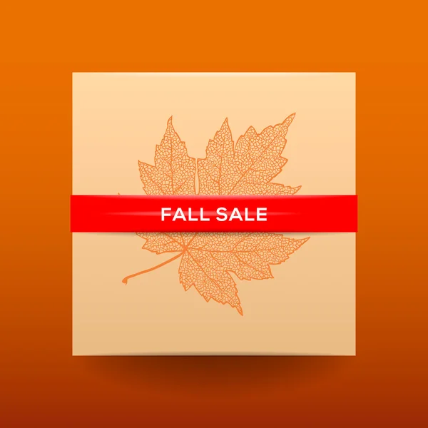 Fall sale poster with dried leaves and simple text, vector illustration. — Stock Vector