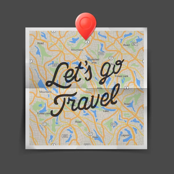 Travel concept. Text - let is go travel on the map seamless background, vector illustration. — Stock Vector